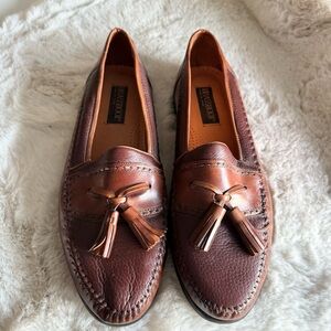 Brass Boot Mens Brown Leather Tassel Loafers Slip On Casual Shoes Spain Size 11